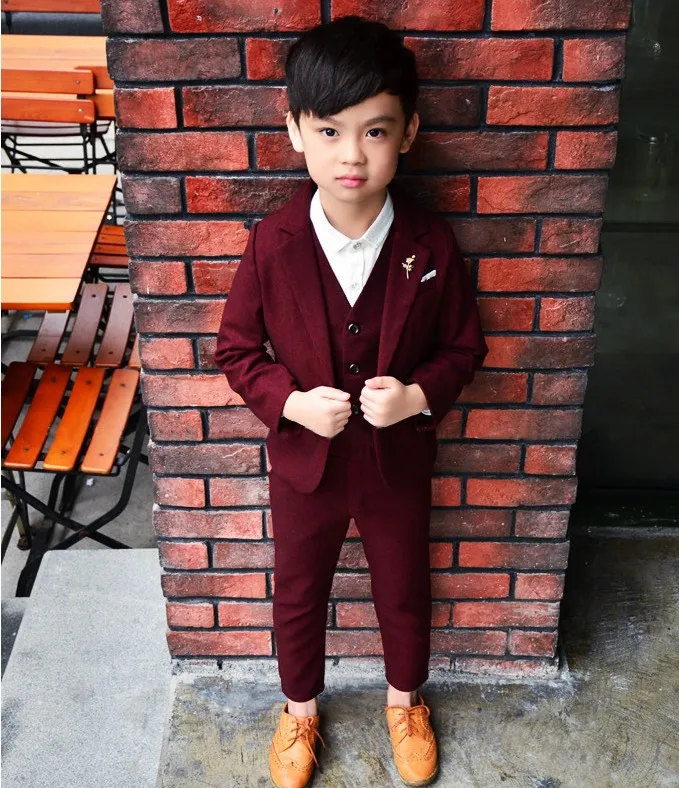 

Flower Boys Jacket Vest Pants 3PCS Wedding Suit Gentleman Kids Birthday Performance Dress Children Enfant Garcon Mariage Costume