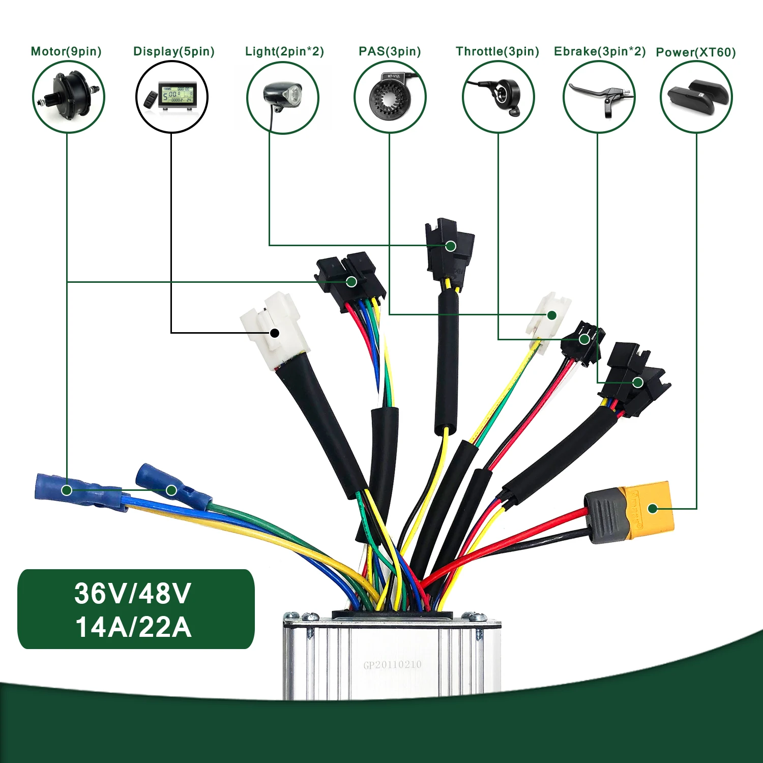 KT Ebike Motor Controller LCD led Display Kunteng 36V 48V Lcd3 lcd8h 880 LCD7 Electric Bicycle Bike Display Controller