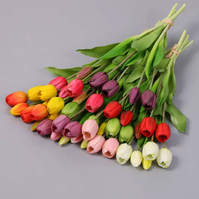 5pcs/Bouquet New Silicone Tulip Artificial Flower 40cm Real Touch Fake Plant B For Wedding Decoration Home Garen Acceeeories