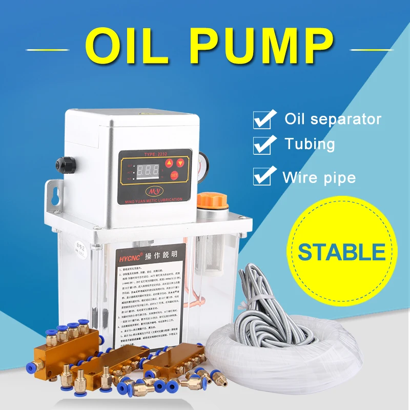 Set completo 2L pompa di lubrificazione completamente automatica 220v pompa di lubrificazione ad olio a schermo singolo per ROUTER di CNC