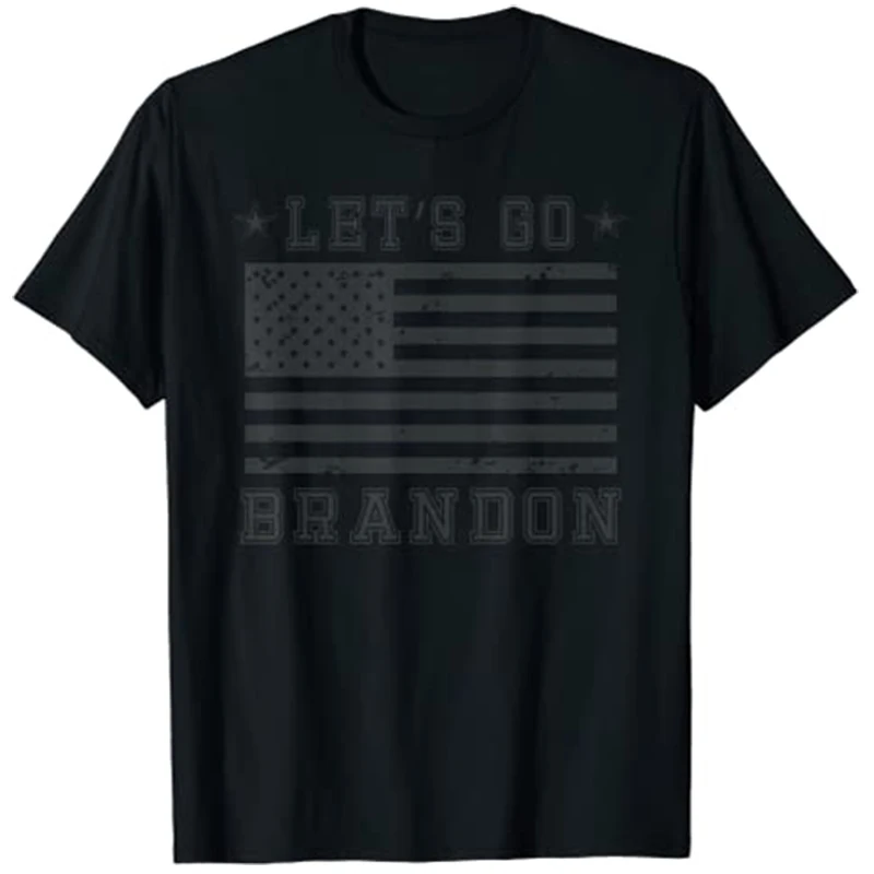 Lets Go Brandon Biden Chant Blackout American Flag T-Shirt Men Clothing Customized Products