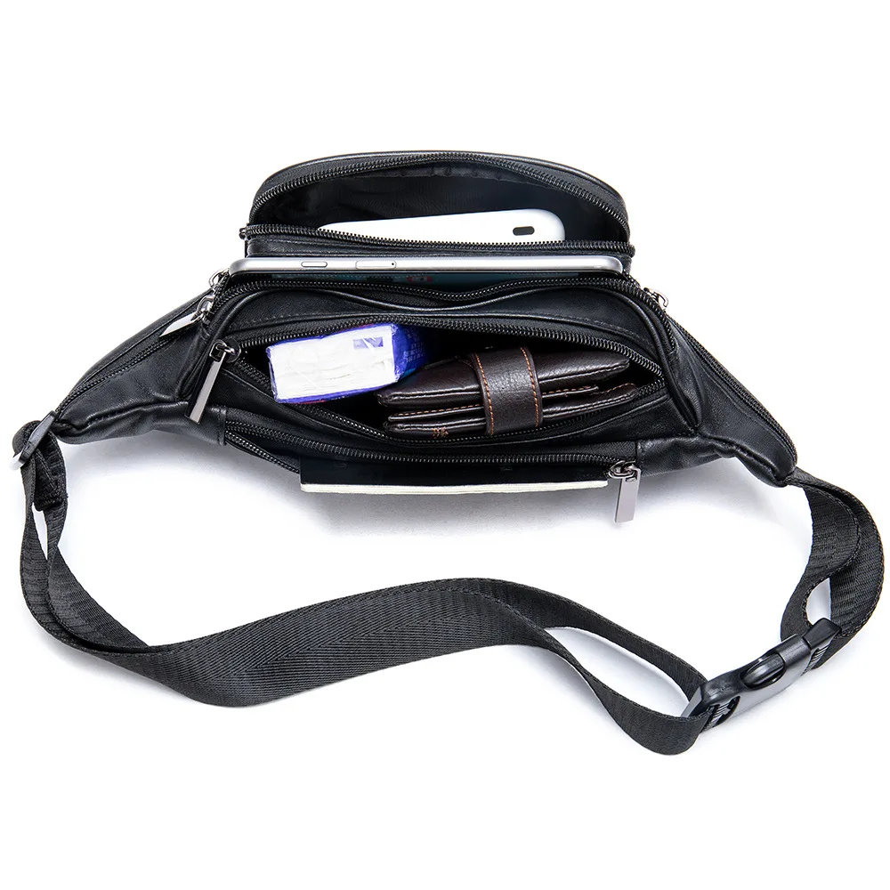 Leather Chest Bag Genuine Leather Women Bags Sport Riding Fanny Pack Cowskin Waist Packs Of Men Women Unisex Walking Bag