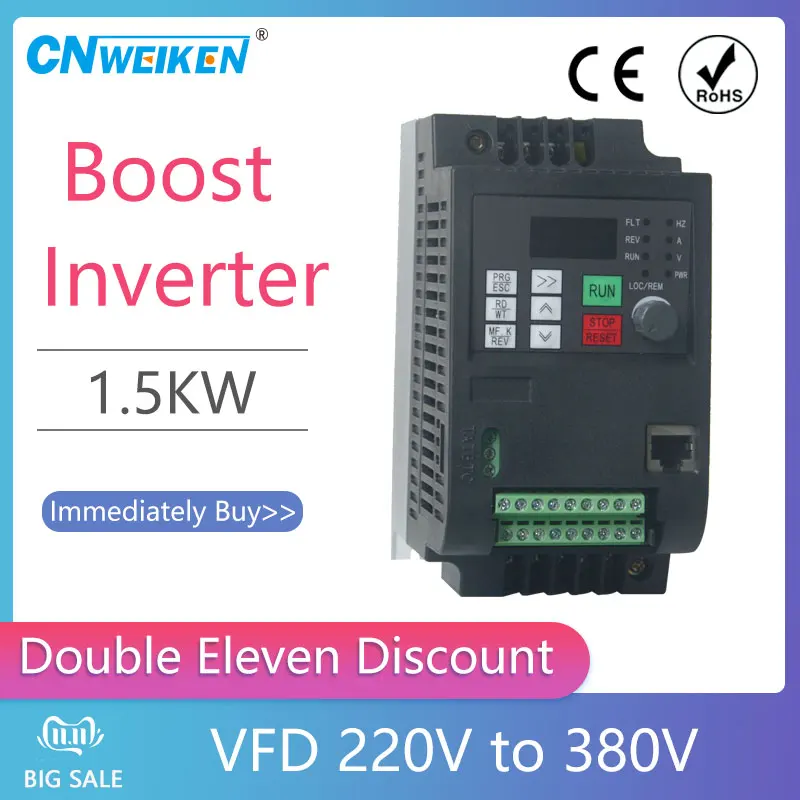 

1.5KW/2.2KW 220v single phase input to 380v 3 phase output AC Frequency Inverter & Converter ac drives /frequency converter VFD