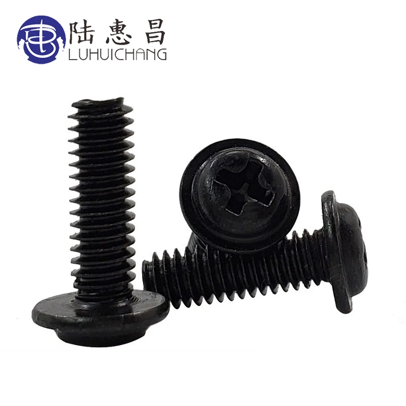 LUCHANG Round head carbon steel PWA Screws Self-tapping Screws black with Padded M3 M2 M2.5 Screws