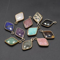 3Pcs Trendy Faceted Rhombus Pendant Natural Stone Crystal Agates Rose Quartz Charms for Jewelry Making DIY Necklace Earring Gift