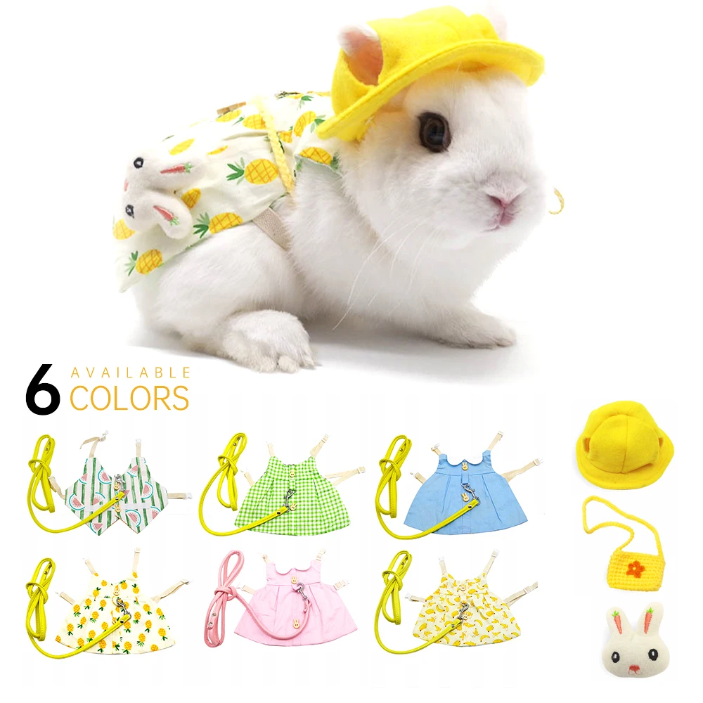 Cute Bunny Pet Vest Accessories Outdoor Leash Rabbit Clothes Harness Strap Leash For Rabbit Dress Clothes Harness For Rabbit