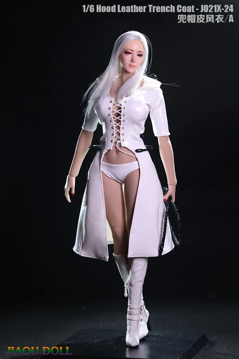 JO21X-21 1/6 Scale หญิง Hood หนัง Trench Coat กางเกงแส้ชุด Fit 12 ''Soldier Action Figure Body ตุ๊กตา