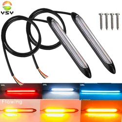 2Pcs Led Car DRL Daytime Running Lights Waterproof Universal DC 12V Auto Headlight Sequential Turn Signal Yellow Flow Day Light