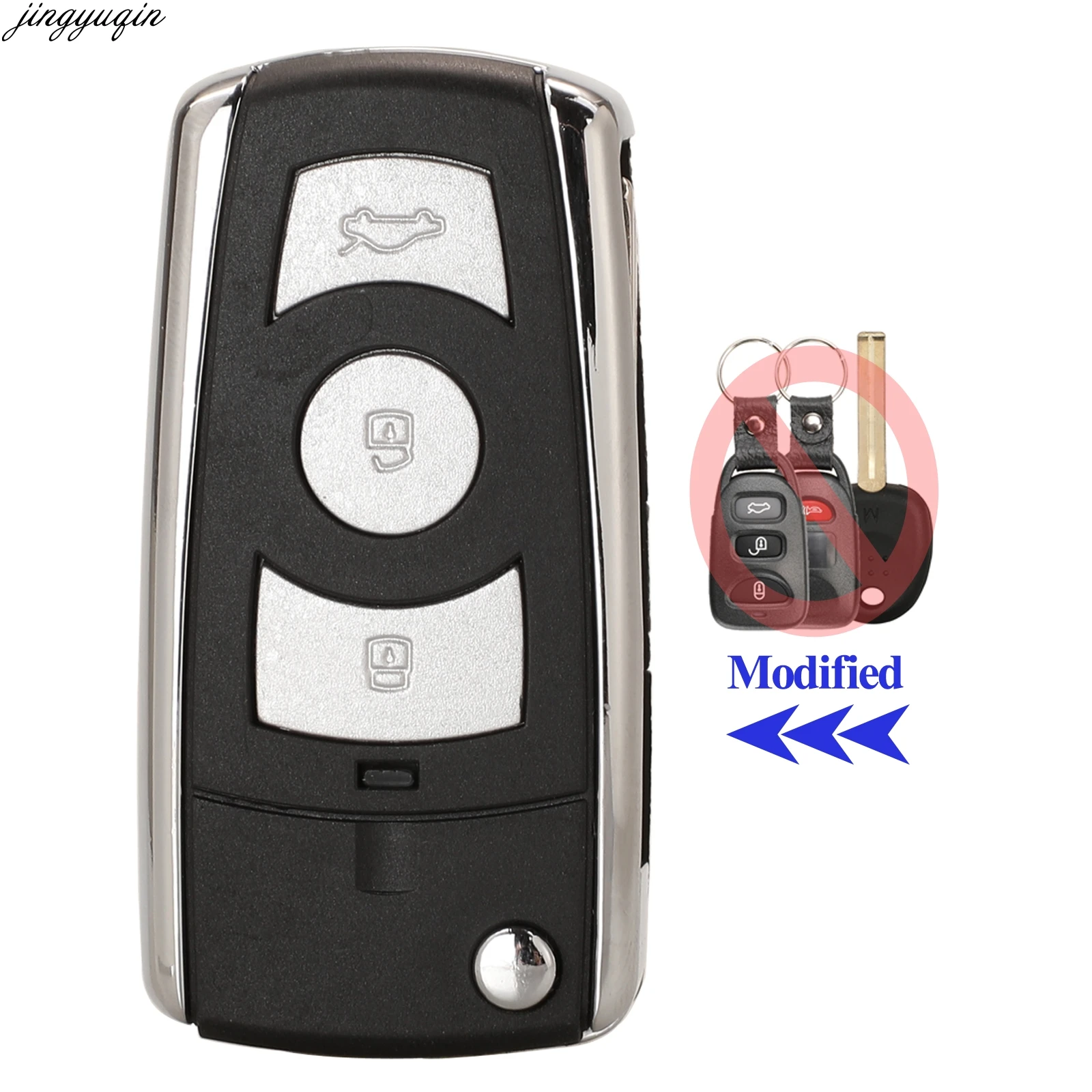 

Jingyuqin 10X Modified Flip Remote Car Key Case Shell For Hyundai Elantra Santa FE Atos Trajet Celesta Kia Cerato Middle Groove