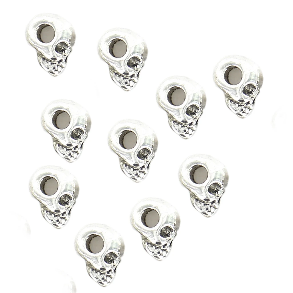10pcs Antique Skull Spacer Beads Jewelry Accessories for Bracelet Necklace Making 10x8mm