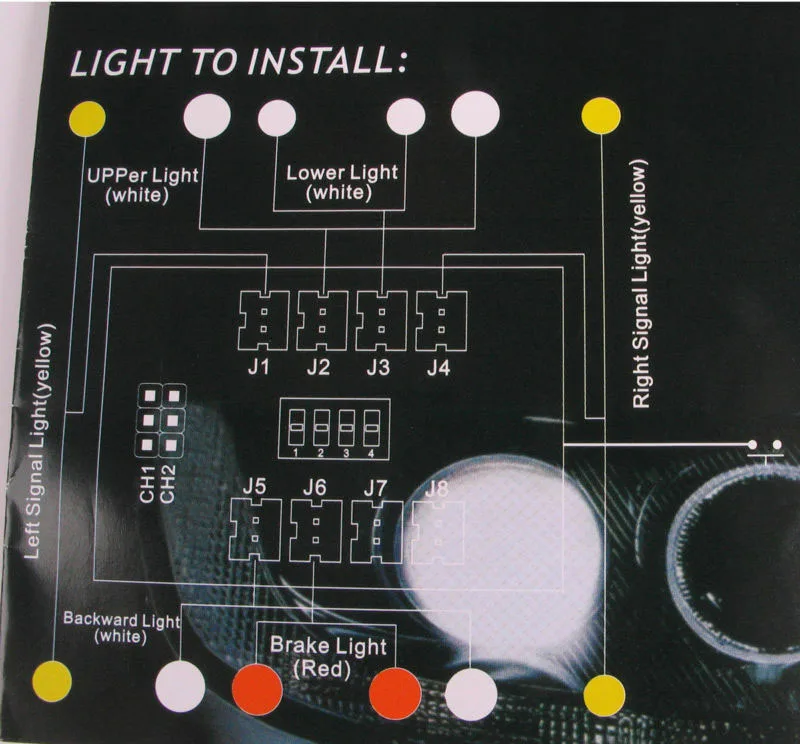 Juego de luces LED de freno, faros y señal compatibles con coche y camión teledirigido, modelo 1/10