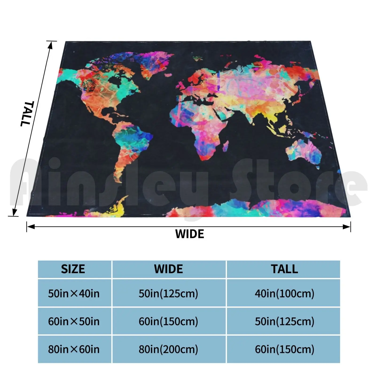 World Map Watercolor 2 Blanket Fashion Custom World Map Map Of The World Global Map Map Art Map Watercolor