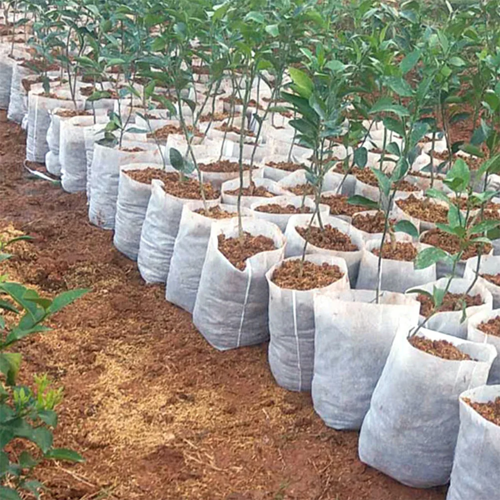 100 pçs tecido não tecido berçário planta crescer sacos mudas crescente plantador vasos de plantio jardim eco-friendly ventilar sacos