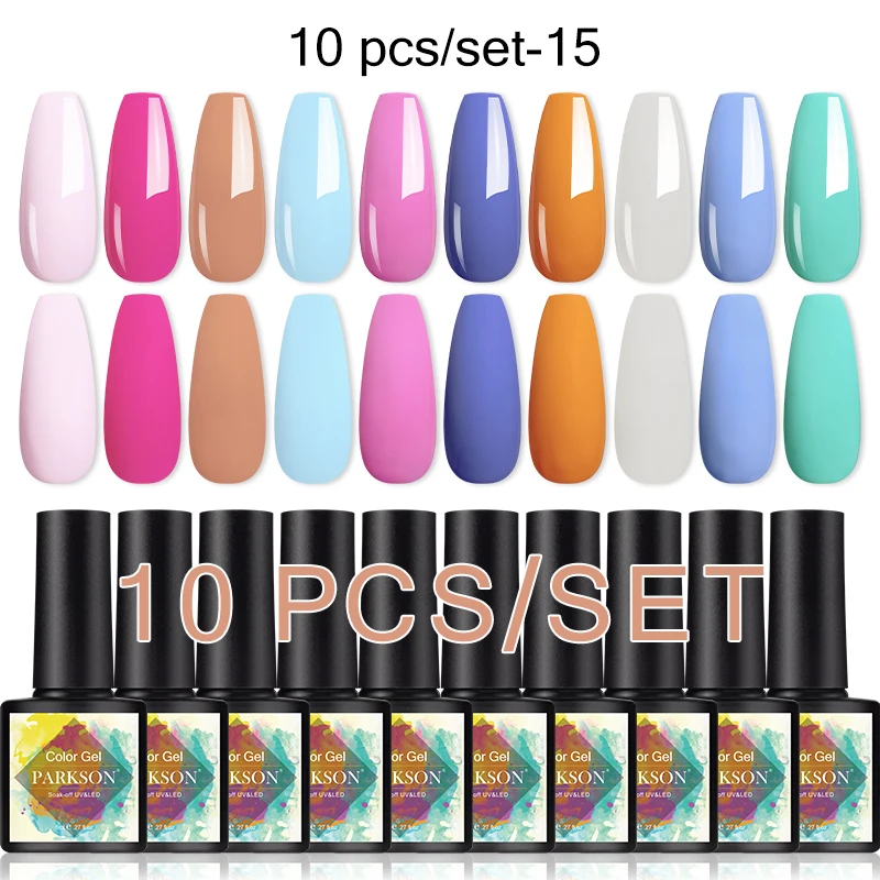 Parkson 10PCS Gel Nagellack Set Glitter Semi Permanent Hybrid Varnish Soak Off UV LED Nail art Gel Polnisch maniküre Nägel