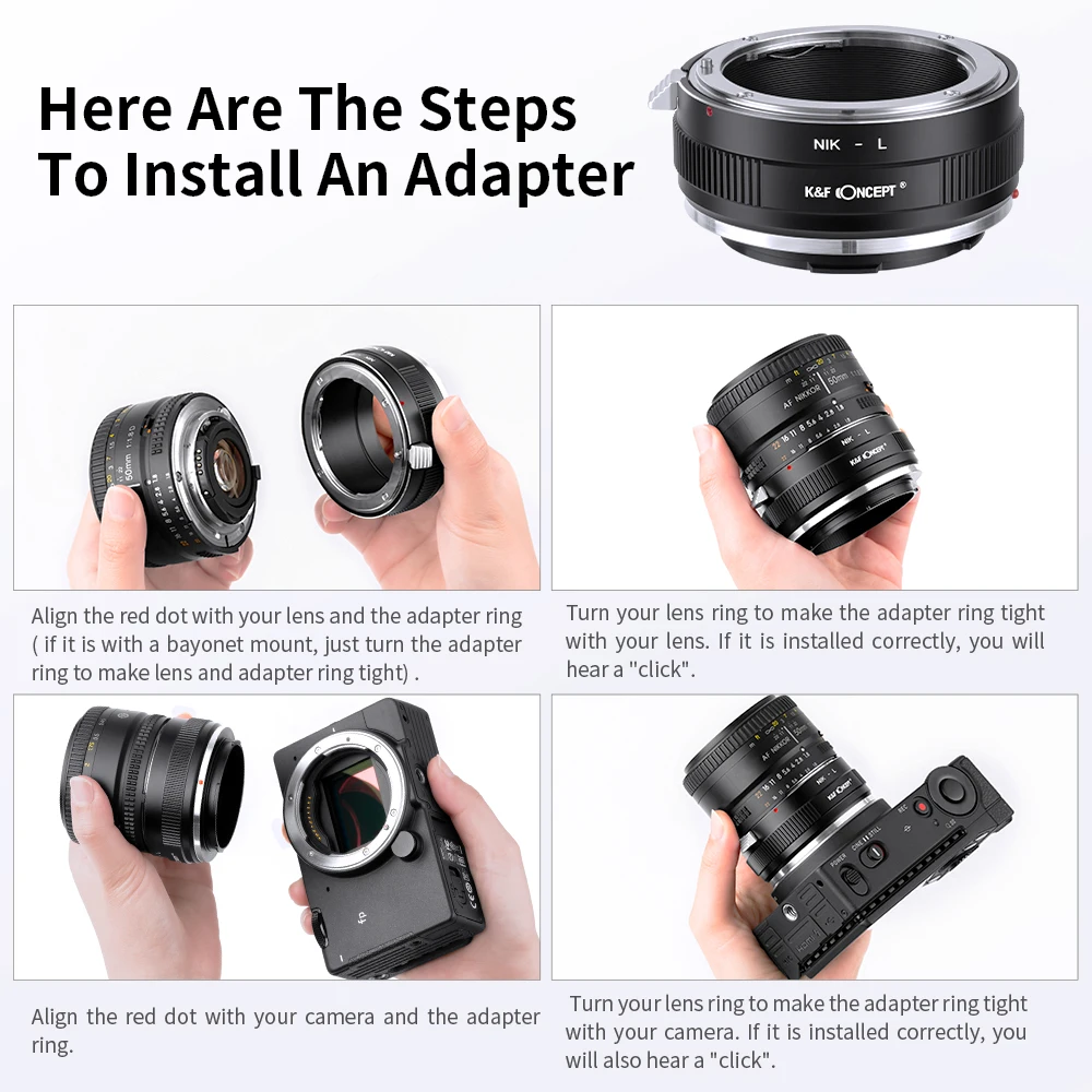 K&F Concept Nik-L Camera Lens Adapter Ring for Nikon F AI Lens to Sigma Leica Panasonic L Mount Camera Body