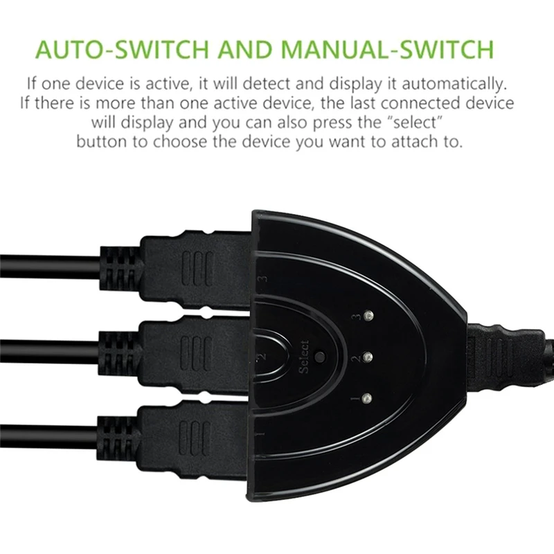 محول تبديل HDMI صغير ، 3 منافذ ، فاصل HDMI ، محول 1080P ، 3 في 1 خارج ، محور لـ HDTV و PS4