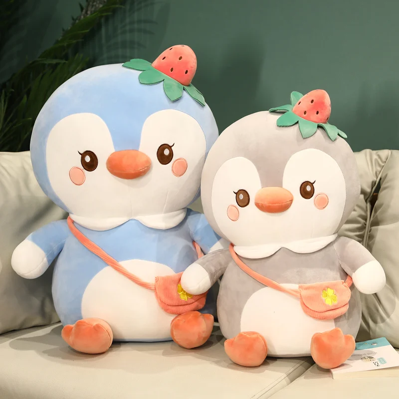 30-60CM Fruit Penguin Plush Stuffed Toys Kawaii Software Couple Penguin Plush Doll Kids Toy Home Decor