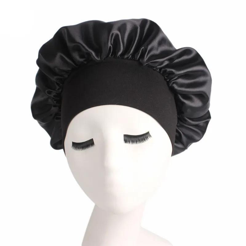 Женские шапки для сна Faroot, сатиновые однотонные тянущиеся шапки для ванной, шапка для волос для ежедневного использования и красоты
