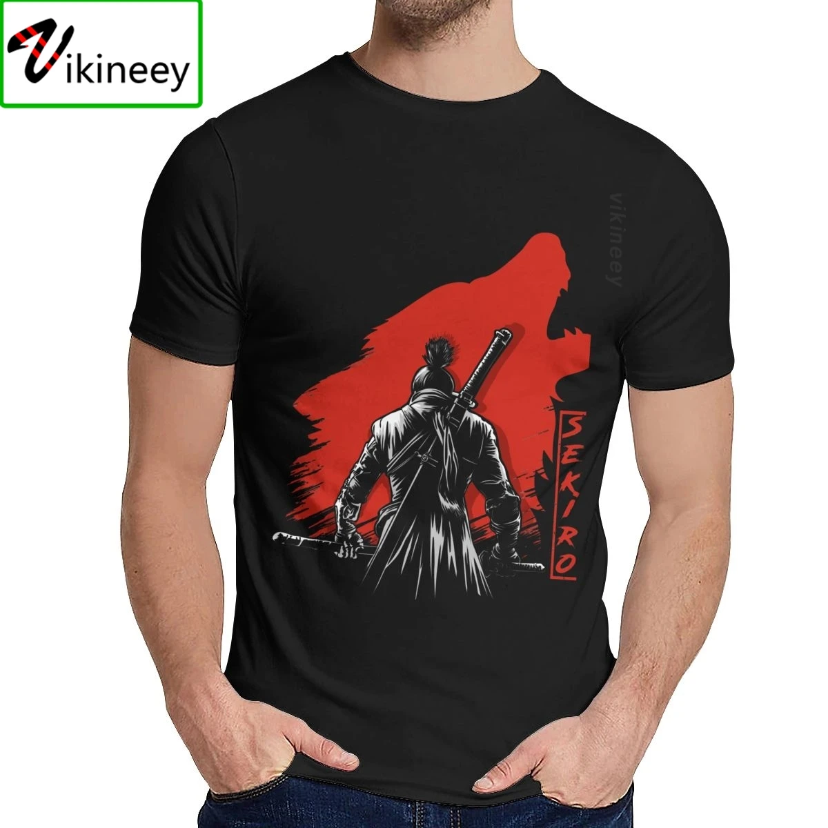 Soft Slim Sekiro Shadows Die Twice One-armed Wolf Red Sun T Shirt Man New Design Nice Pure Cotton Top Tee