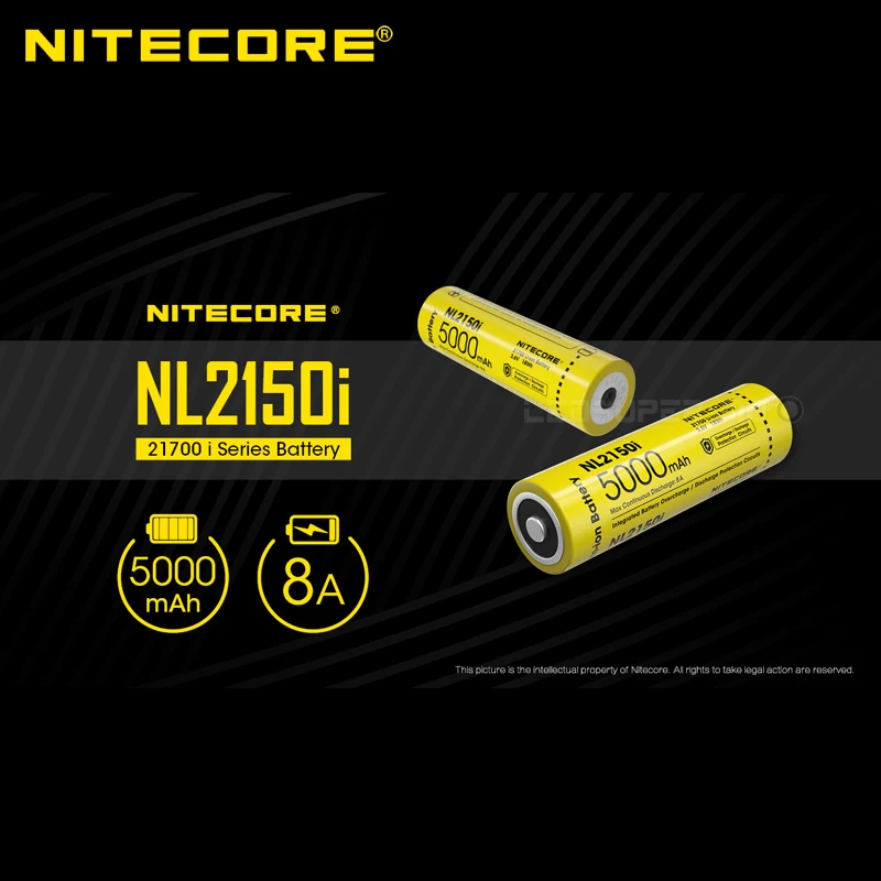 Max Continuous Discharge 8A NITECORE NL2150i 21700 Rechargeable Li-ion Battery 5000mAh