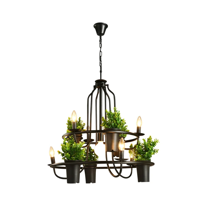 Retro Industrial Individual Creative Chandelier Table Sunshine Room Flower Shop Clothing Store Green Plant Chandelier lamp