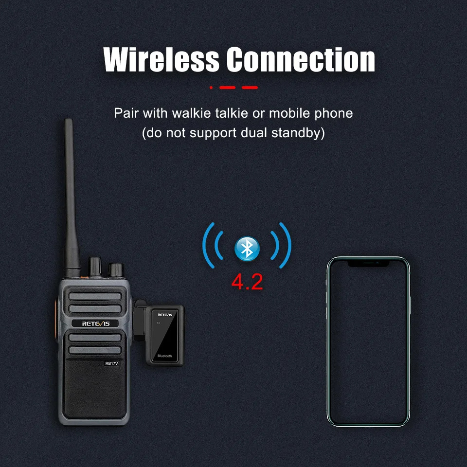 Imagem -05 - Auricular Compatível com Bluetooth Walkie Talkie Fone de Ouvido com Dedo sem Fio Ptt Apto para Motorola Baofeng Uv5r Uv82 Retevis-eek013