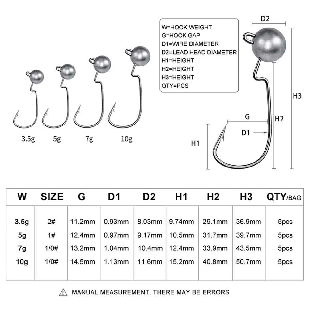 10 Stück Jigging Metallköder-Haken 3,5/5/7/10g Gewichte Breite Offset-Angelhaken Weiche Köder-Jigs mit Widerhaken für Barsch-Angeln – Detail 2