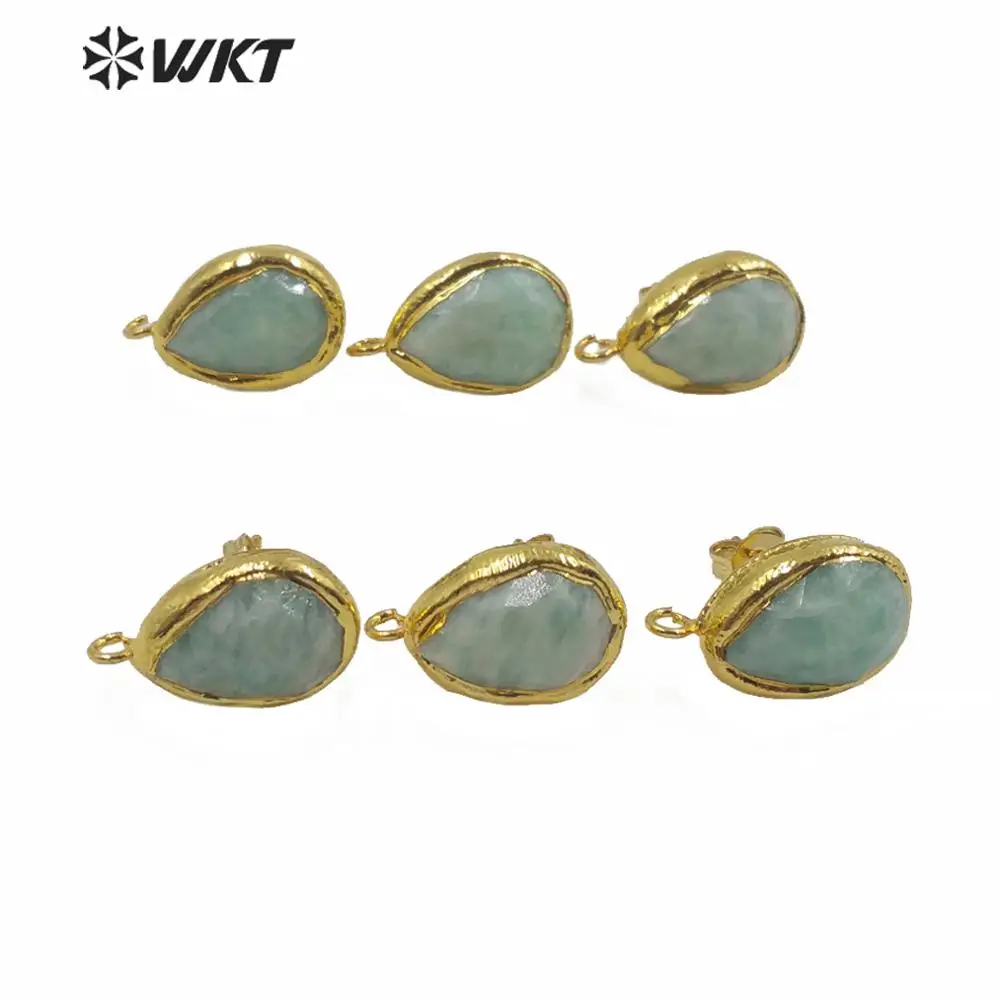 

JFE29 Wholesales Gold Electroplate Amazonite Stone Made Teardop Earrings For DIY Jewelry Designer Women Jewelry