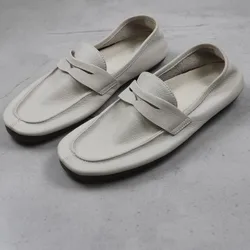 Summer Breathable Comfort Driving Shoes Genuine Leather Loafers Men Solid Color High Quality Slip-On Casual Flat Shoes Male