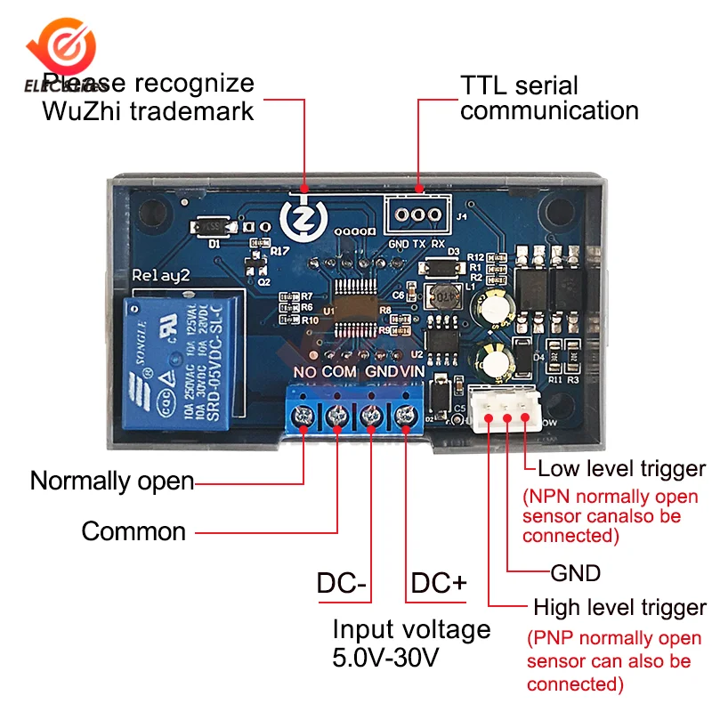 DC 5–30 V Zeitverzögerungsrelais 5 V 12 V 24 V High- und Low-Level-Triggerschalter Zyklus-Timing-Verzögerungsrelaismodul TTL Serielle Kommunikation