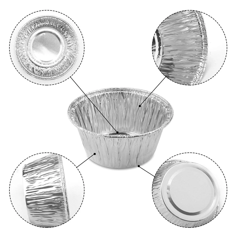 Vasos de papel de aluminio para hornear magdalenas, revestimientos desechables para muffins, soportes para Ramekin, 150 Uds.