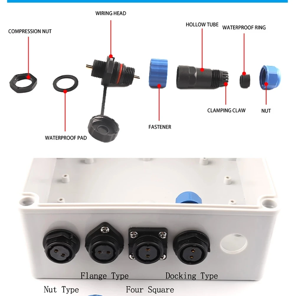 SP16 Waterproof Back Nut Connector Male Plug & Female Socket 2/3/4/5/6/7/8/9 Pin IP68 Wire Cable Connector  Aviation Plug