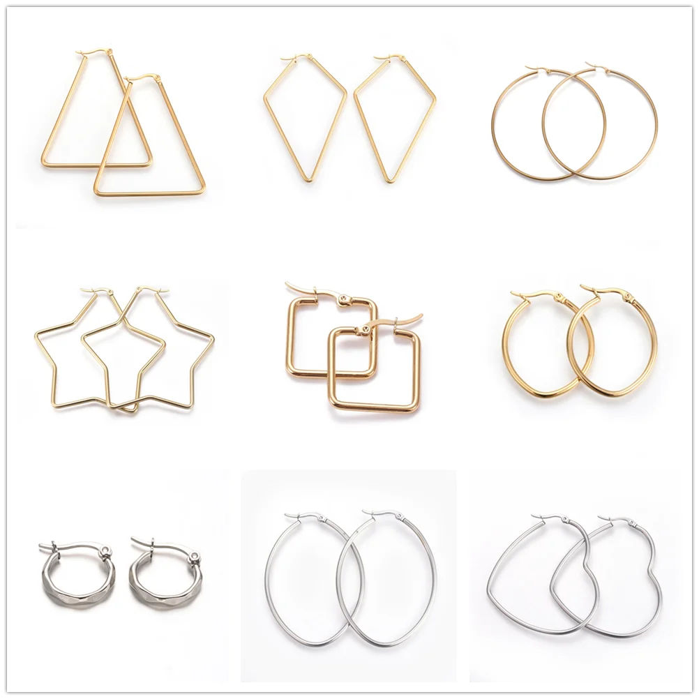 

10 Pair 201 Stainless Steel Circle Hoop Earrings Hypoallergenic Earrings Jewelry DIY Making Fashion Women Earring