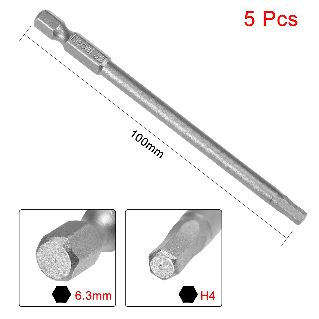 Uxcell 5 قطعة H4 مثقاب عرافة مفك بت 1/4 "عرافة عرقوب المغناطيسي مسدس رئيس مفك مجموعة S2 عالية سبائك الصلب 100 مللي متر طول