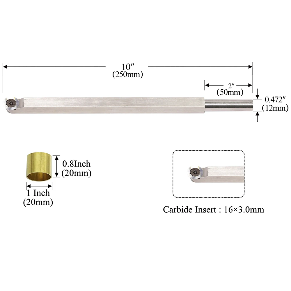 Ci0 16x3.0mm Wood Turning Tools Carbide Tipped Lathe Finisher Tool Bar With  Round 16 Carbide Insert for Wood Hobbyist or DIY