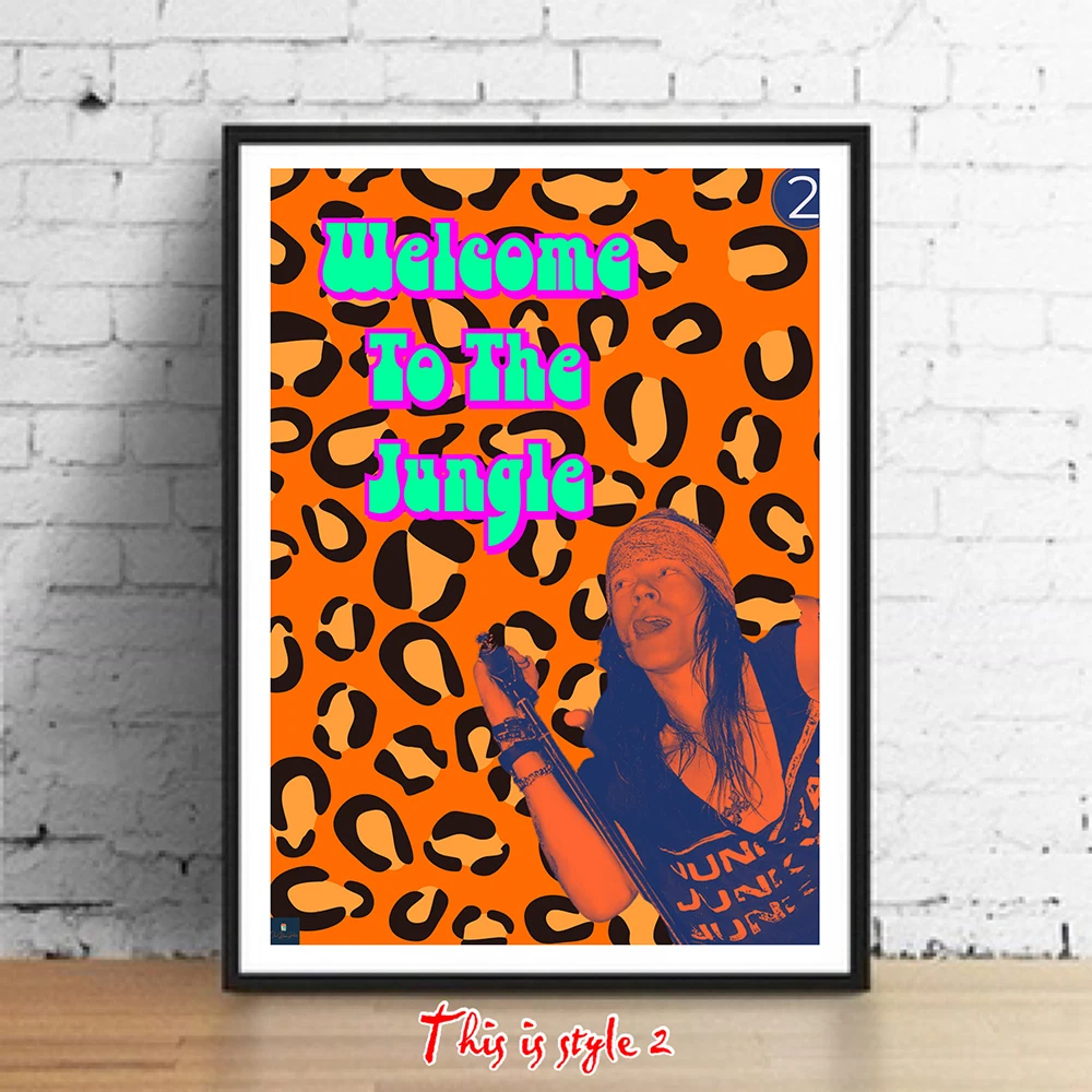 Welcome to Jungle Lyrics Printing Guns n Roses Inspired Music Poster 80s Rock Music Canvas Painting Nordic Modern Home Decor