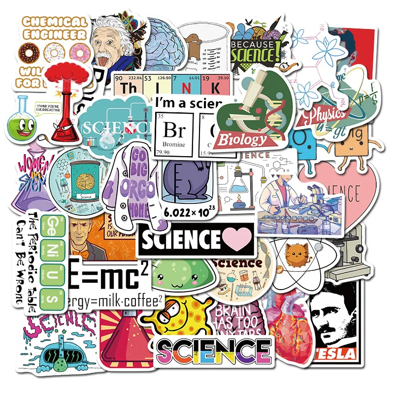 Pegatinas decorativas de grafiti para niños, juguetes de papelería de la serie de laboratorio de ciencia para niños, 10/30/50 piezas, venta al por