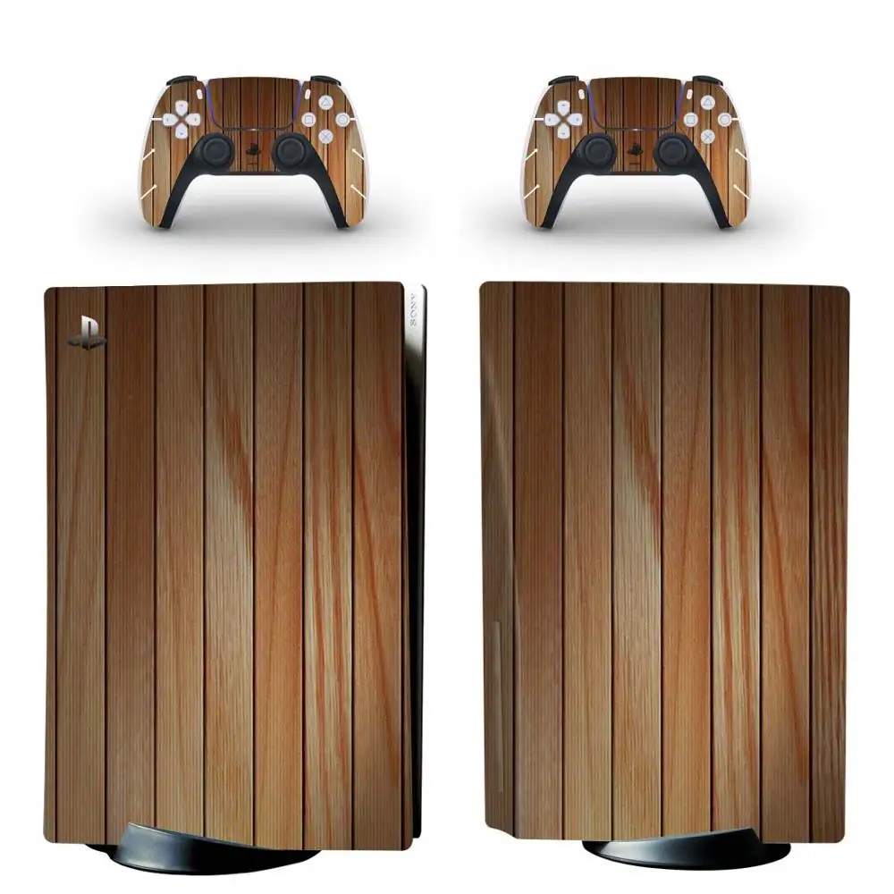 Wood Style PS5 Standard Disc Edition Skin Sticker Decal Cover for PlayStation 5 Console & Controller PS5 Skin Sticker Vinyl