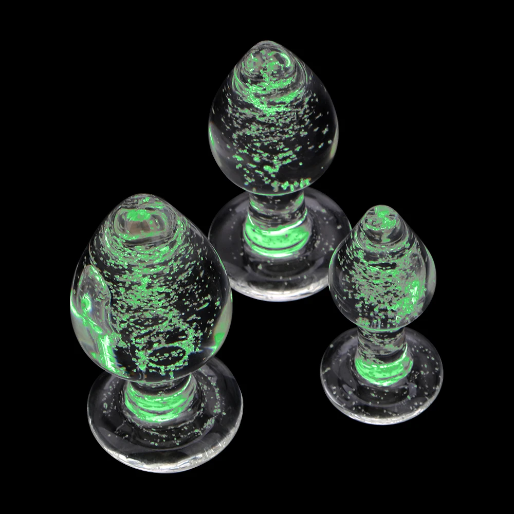 IKOKY Luminous Glass Butt Plug Anal Plug Toys for Adults Erotic Toys Crystal Jewelry Anal Beads Sex Shop No Vibration