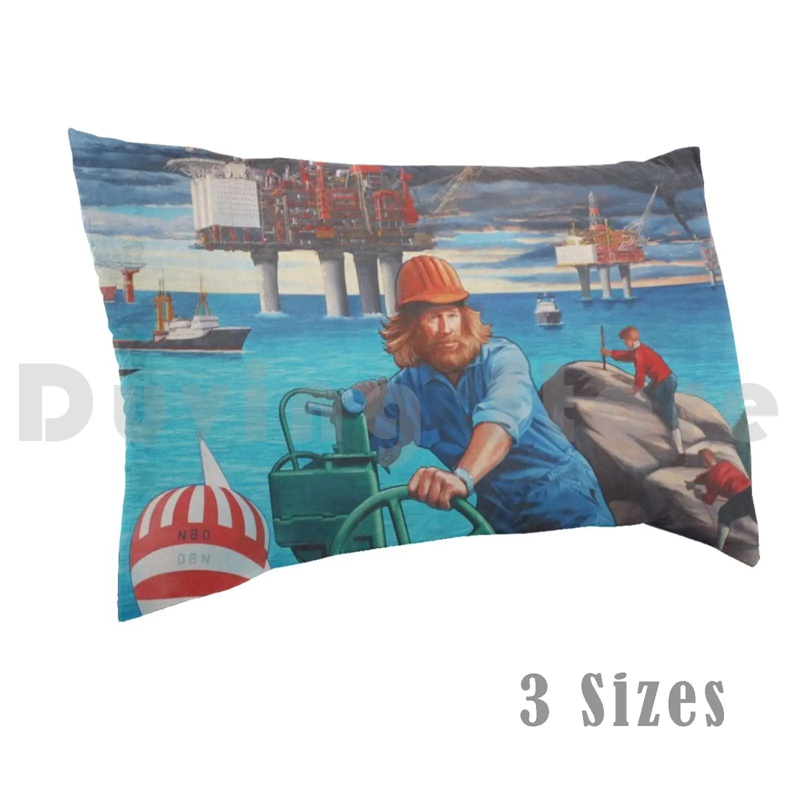 Maelstrom Mural-Construction Worker Pillow Case Printed 50x75 Maelstrom Mural Norway Retro 80s 90s