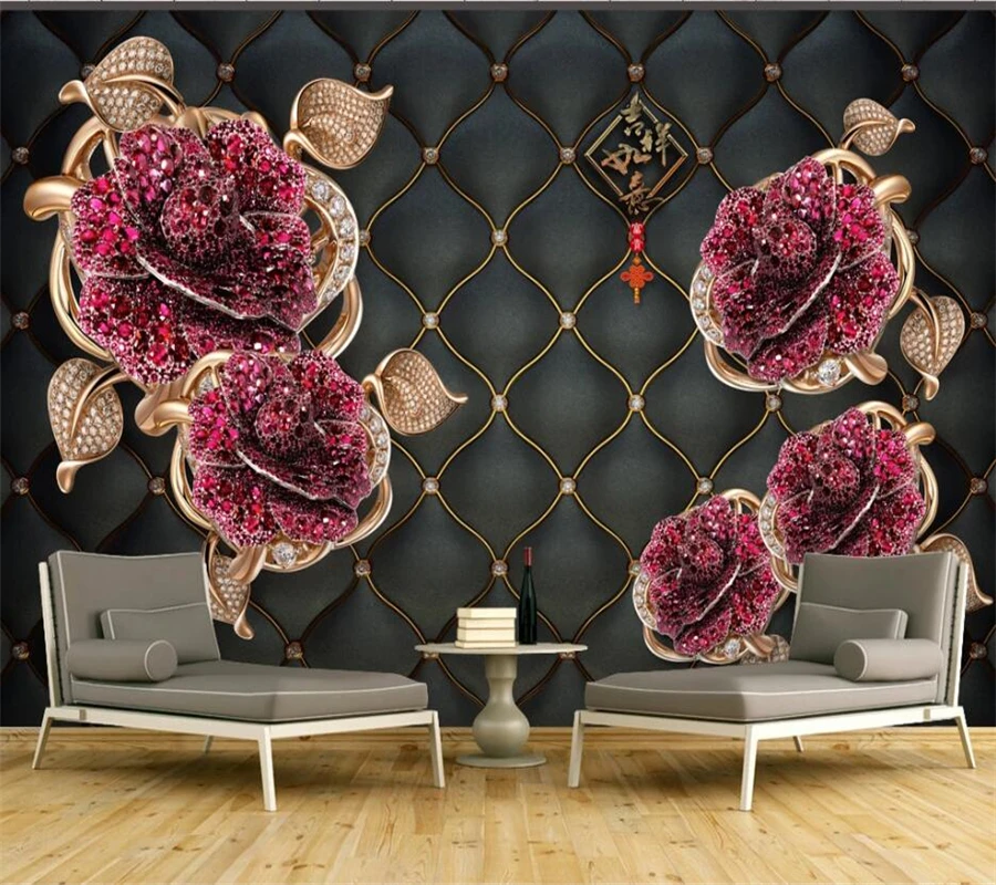 

Beibehang Custom wallpaper 3d mural flower open rich jewelry flower 3D background wall papers home decor papier peint wallpaper