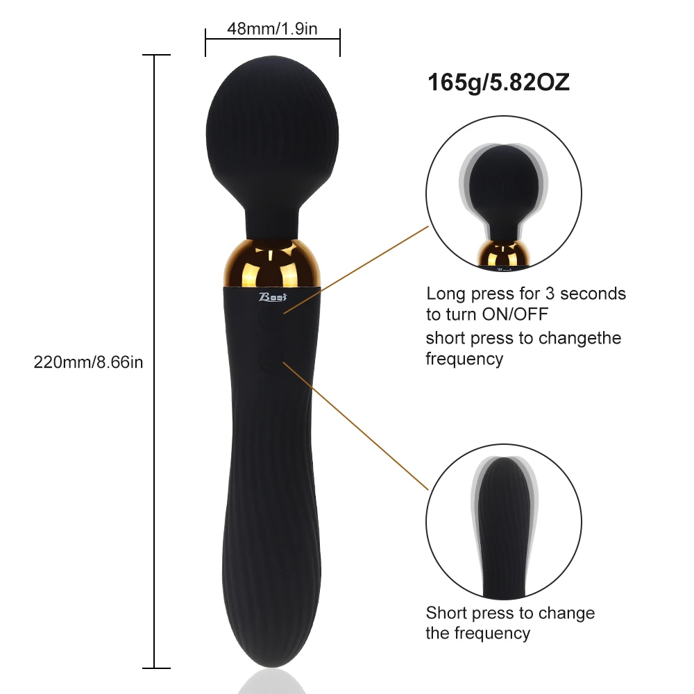 Dual Ended Vibrators G Spot Clit Stimulator Multi-frequency USB Charge Big AV Stick Dildo Vibrators Adult Sex Toys for Women