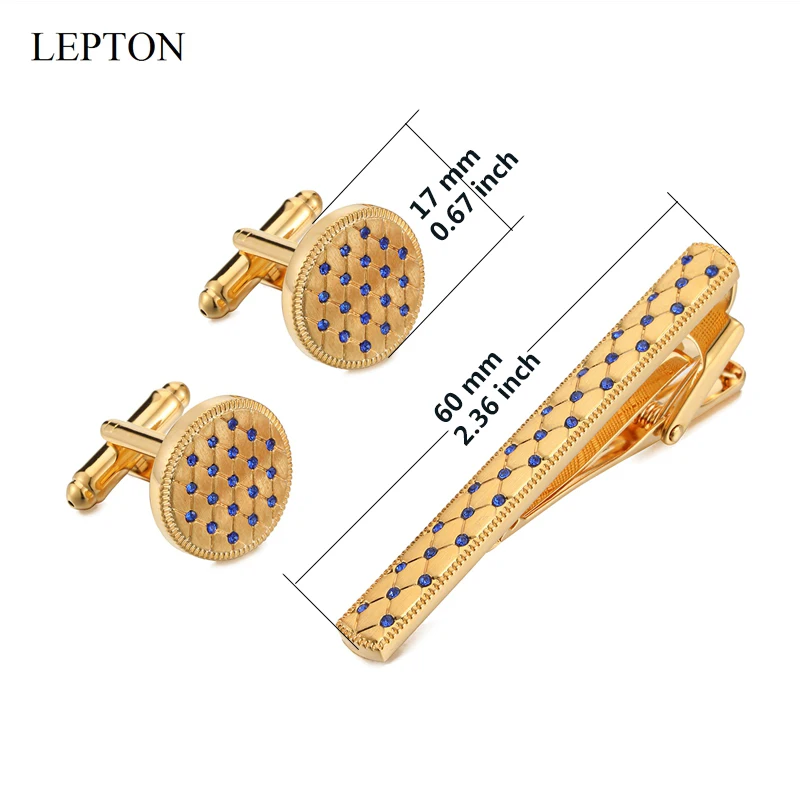 

Gold Color Men's Cufflinks & Tie Clips Set with Crystal Tie Bar Stylish Business Accessory for Fashionable Gentlemen 2025 Style