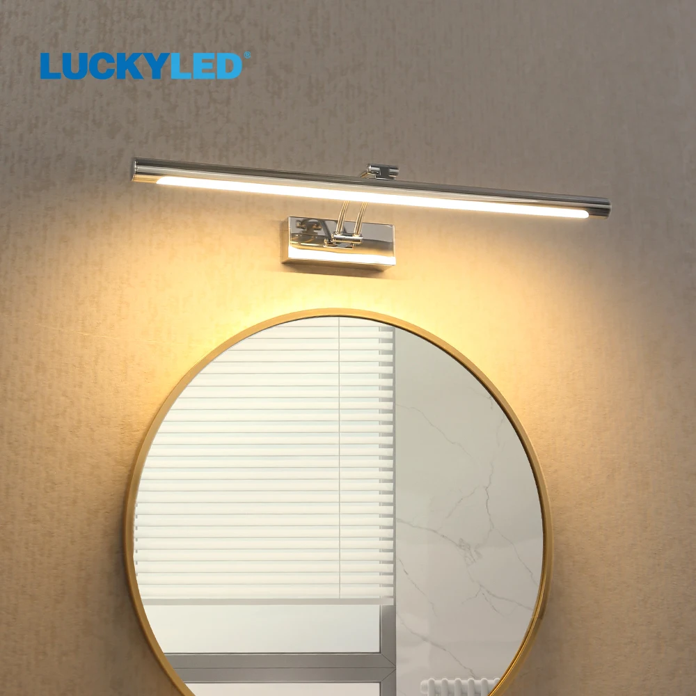 LUCKYLED Led Wall Lamp Bathroom Mirror Light 8W 12W AC90-265V Wall Sconces Indoor Fixture Waterproof Vanity Light Black Silver