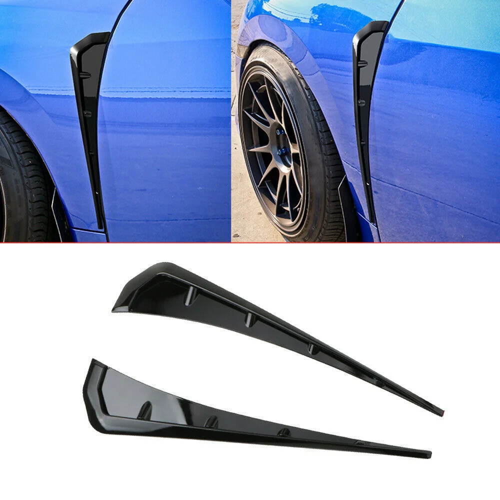 2pcs Creative Car Tuning Glossy Black ABS Side Fender Vent Air Wing Cover Moulding Trim Universal Exterior Parts Accessories