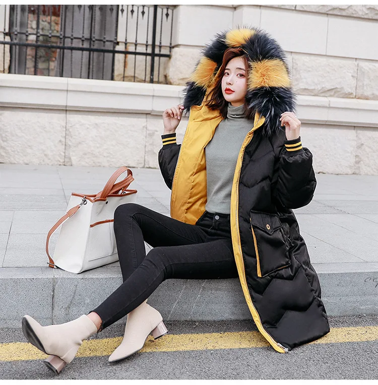 

Korean White Duck Down Puffer Jacket Raccoon Fur Collar Winter Coat Women Clothes 2020 624 YY1290