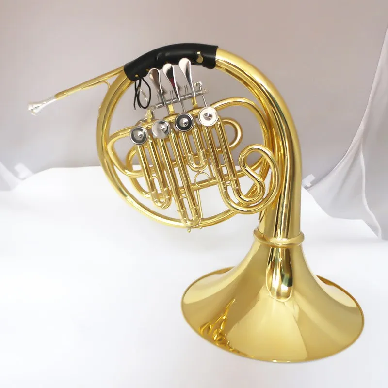 Four-key single-row split French horn musical instrument in B flat band