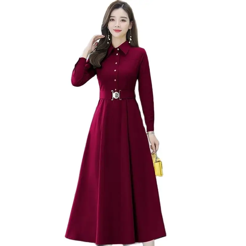 Women Dress New Female Spring Autumn Long Sleeve Dresses Middle-aged Female Fashion Dress Mujer Vestidos C