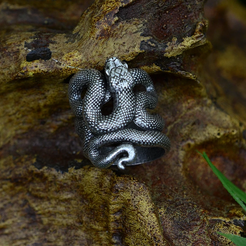 Mystical Gothic Snake Open Adjustable Ring Pagan Witch Serpent Ring Spirit Occult Jewelry