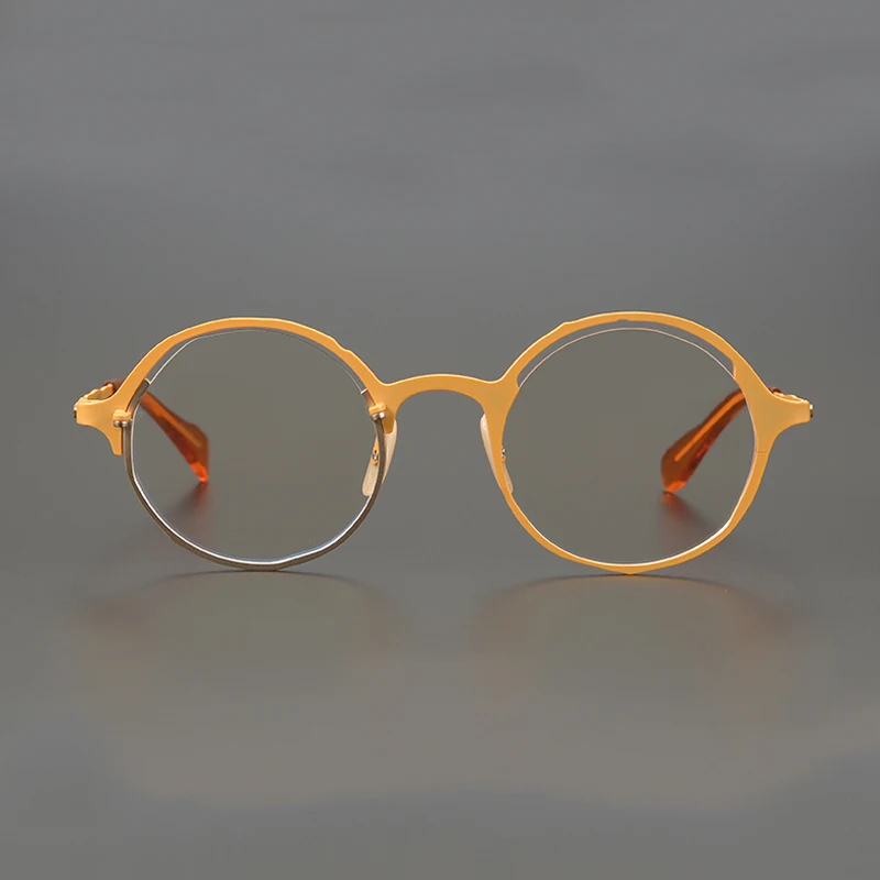 Vintage Titanium Eyeglasses Frame Men Round Myopia Prescription Optical Glasses Frame Women 2021 New Japan Retro Luxury Eyewear